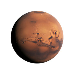 Naklejka premium Detailed illustration of the planet mars with visible terrain features isolated on transparent background