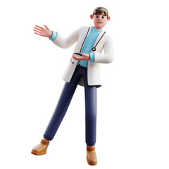 3d Illustration of Friendly Doctor Explaining Health Information