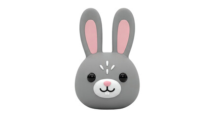 Fototapeta premium Cute Cartoon Gray Bunny Face with Pink Ears