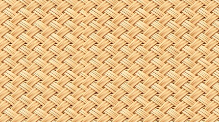 Close-up of woven rattan texture, natural furniture material, warm beige