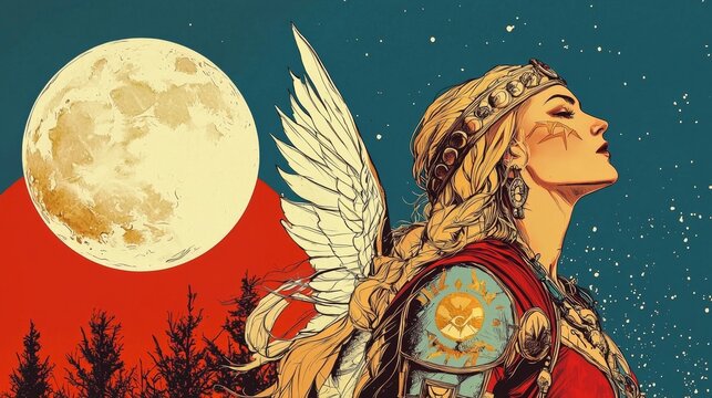 Freyja, sister of Freyr, embodies the duality of battle and death.