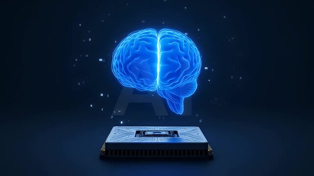 Conceptual image showcasing artificial intelligence with a brain and computer chip