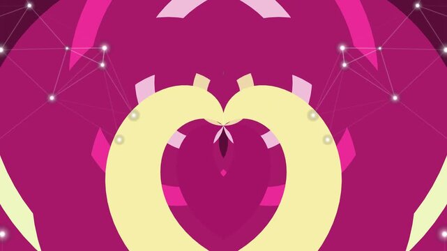 Vibrant Magenta Yellow Abstract Geometric Animation: Pulsing Network Connections and Evolving Shapes