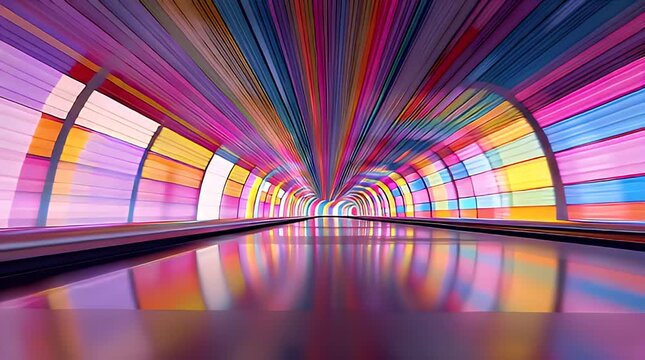 Colorful Retro futuristic Tunnel Stock Video with Vibrant Rgb Strips