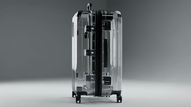 Medium shot of a luggage frame highlighting embedded load sensors and tamper alert systems for enhanced security during transit.