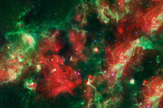 Red galaxy, starry background. Elements of this image furnished by NASA