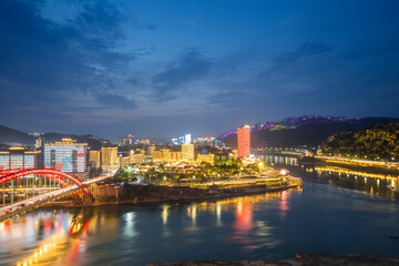 Fototapeta premium Night View of Yibin City, China