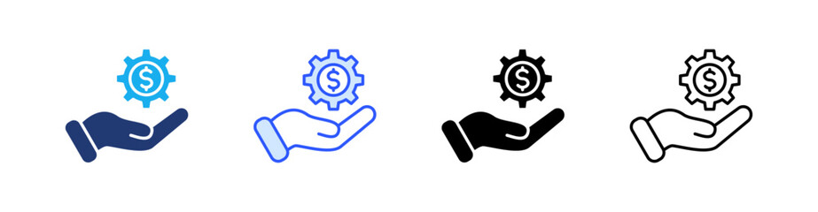 Money Management Multiple Style Icon Set Vector 