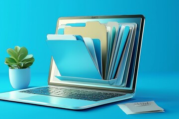Modern technology highlighted with a digital representation of a laptop.