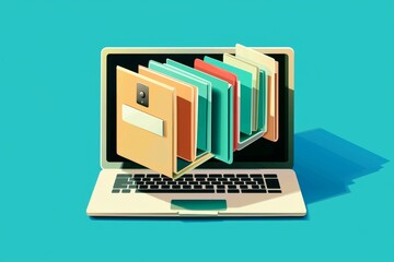 Modern technology highlighted with a digital representation of a laptop.