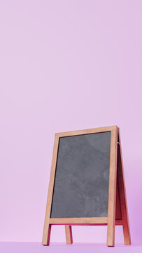 Blank chalkboard sign on pink background with copy space for advertising and promotion