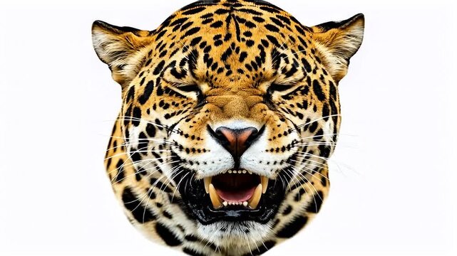 Close up of angry leopard face.