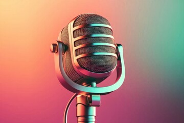 Colorful Gradient Background Featuring a Podcast Microphone