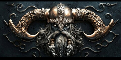 Copper embellishments add a unique touch to the Viking helmet.