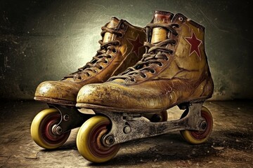 Artistic representation of retro roller skates, highlighting their unique design.
