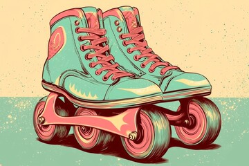 Artistic representation of retro roller skates, highlighting their unique design.