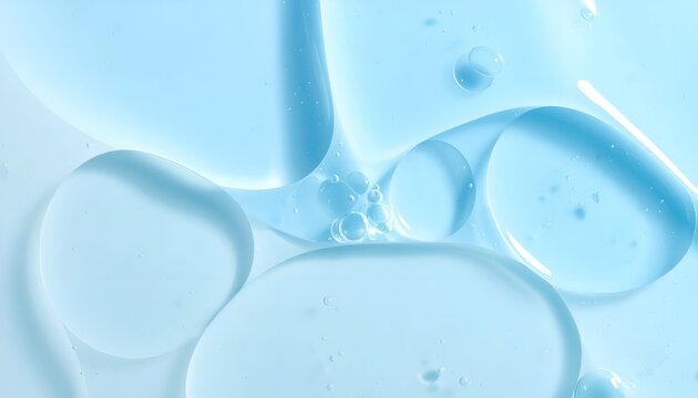 Abstract light blue liquid blobs and bubbles