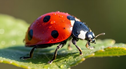 Fototapeta premium ladybug on a leaf