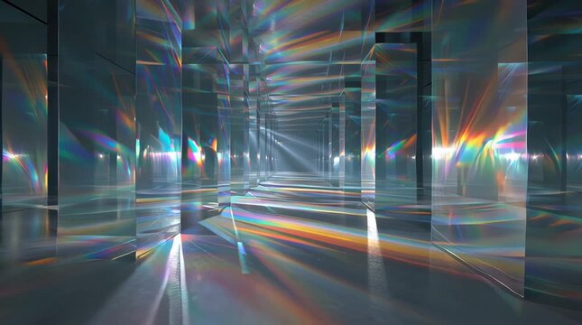 Holographic Tunnel of Refracting Light Stock Video