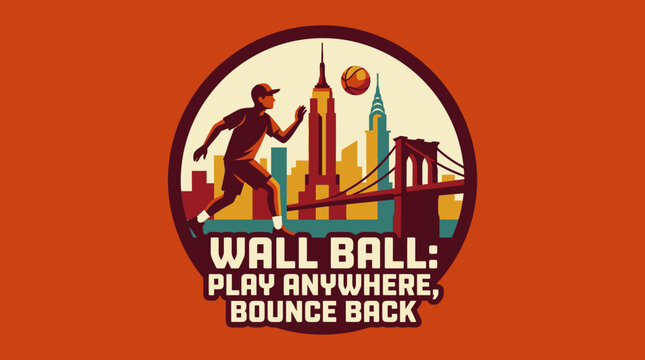 Wall Ball Play Anywhere, Bounce Back - Dynamic City Sports Illustration