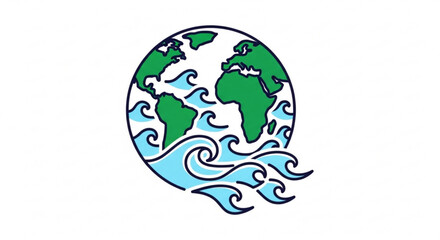 Earth globe with swirling ocean waves symbolizing climate change and environmental awareness