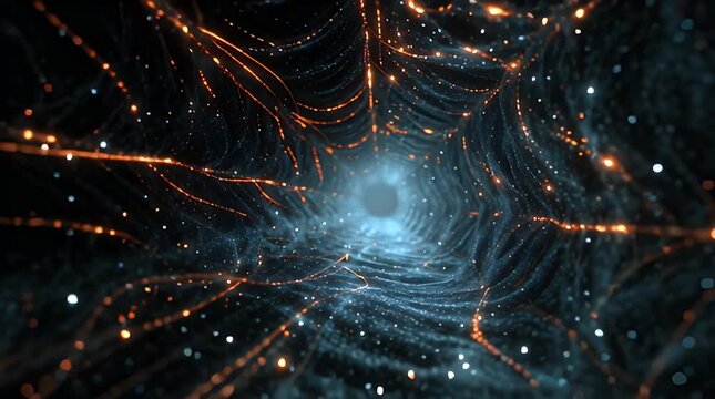 Abstract Sci fi Tunnel Stock Video of Fractal Patterns Flowing Through Space