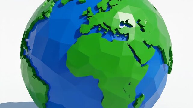 Low poly geometric Earth globe on white background