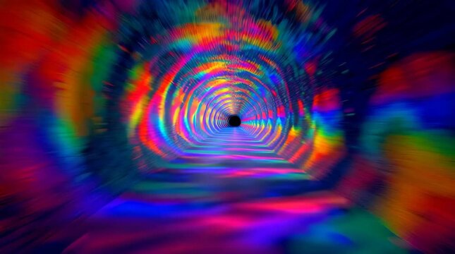Psychedelic Rainbow Light Beam Tunnel Stock Video Footage