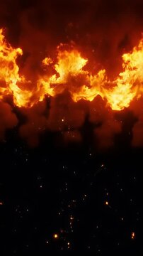 Fire burning in the dark night.