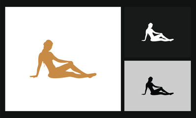 silhouette woman concept design logo