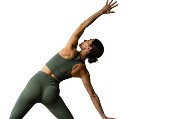 Woman performing a yoga pose isolated on transparent background
