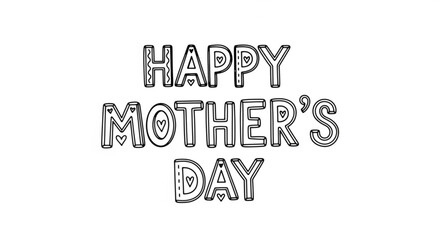 Happy mother's day greeting card with heart outline on white