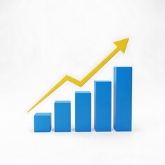 Fototapeta premium Rising business growth graph with arrow pointing up, representing success and progress.
