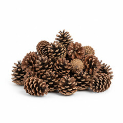 Many Pine Cones Isolated on White Background