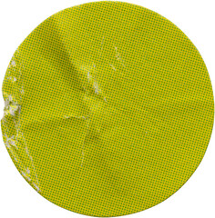 Blank green round adhesive paper sticker label isolated on white background