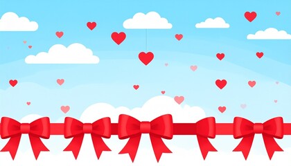 かわいいリボンと空のイラスト