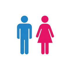 Male and female restroom signs isolated on transparent background
