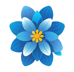 Blue flower with yellow center isolated on transparent background