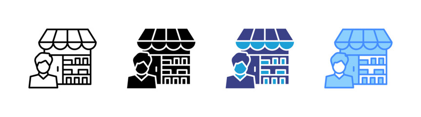 Retailer icon set multiple style collection