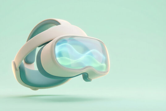 Stylized 3D Virtual ity Headset On Mint Green Background