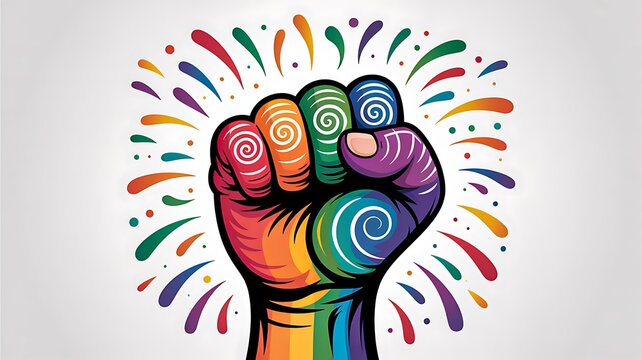Colorful raised fist symbol of unity equality and empowerment
