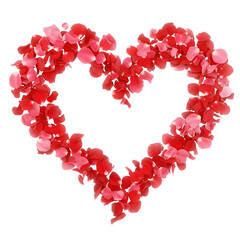 Obraz premium Rose Petal Heart Isolated on Transparent Background