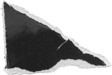 piece of black paper tear isolated on white background