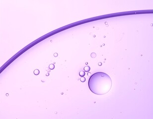 Translucent purple fluid with shimmering bubbles and a curved line