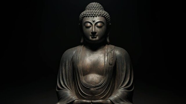 A buddha statue against an isolated background with copy space.