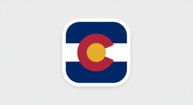 Minimalist graphic of the Colorado state flag icon, ideal for travel apps and website logos