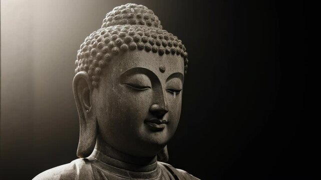 A buddha statue against an isolated background with copy space.