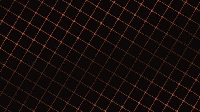 A dark abstract background featuring a diagonal grid pattern of thin reddish-orange lines, creating a modern and geometric texture.