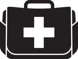 Obraz premium Minimalist medical kit with white cross isolated on white background