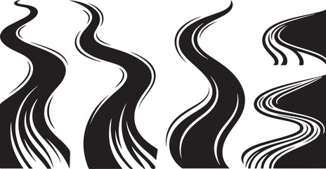 Fototapeta premium Abstract black and white swirling wavy line art design